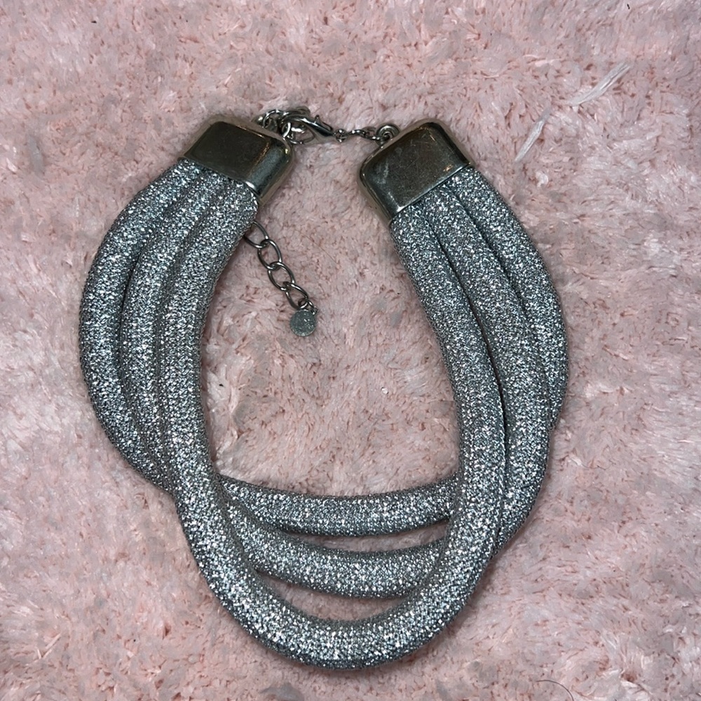 Silver mesh choker necklace